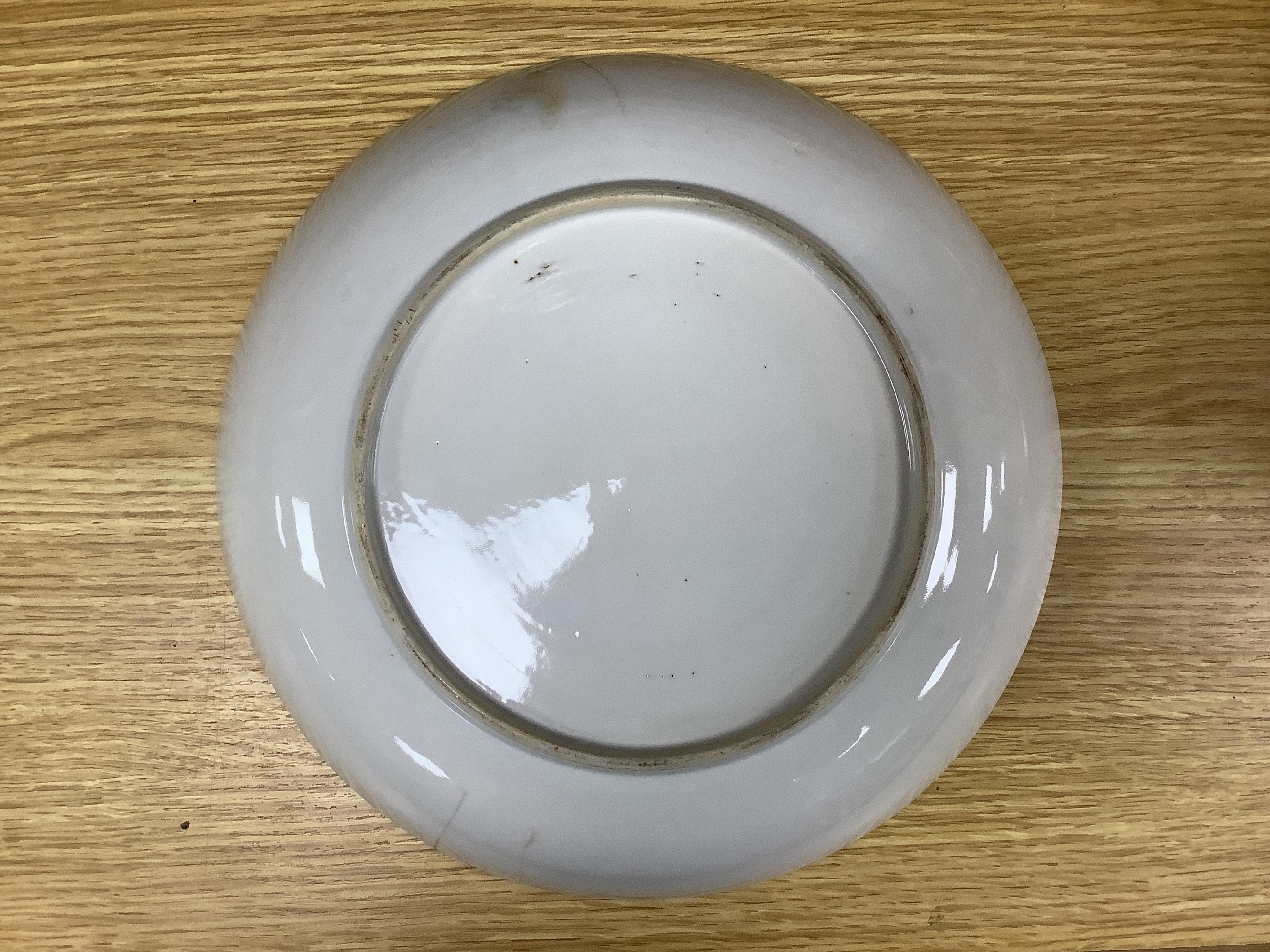 Five 18th / 19th century Chinese export blue and white plates and dishes, largest 27cm in diameter